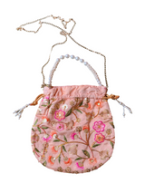 Bolso Potli Flores perla salmon