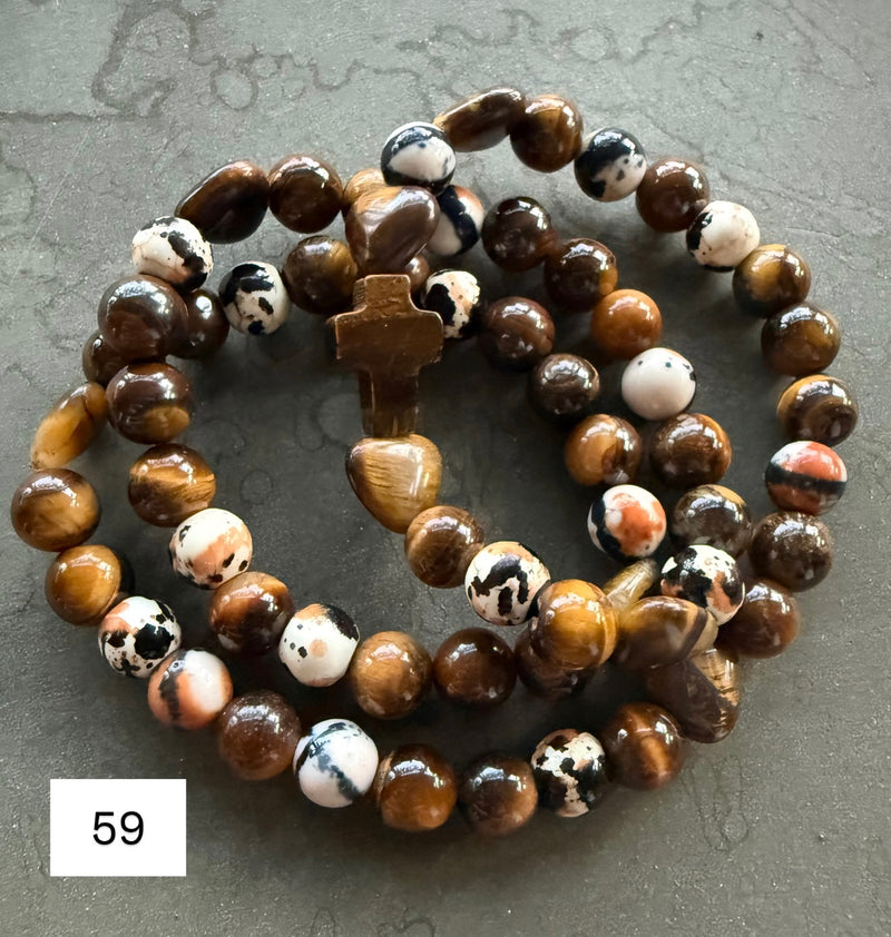 Rosario Collar 3 Vueltas Piedras Naturales hecho a mano