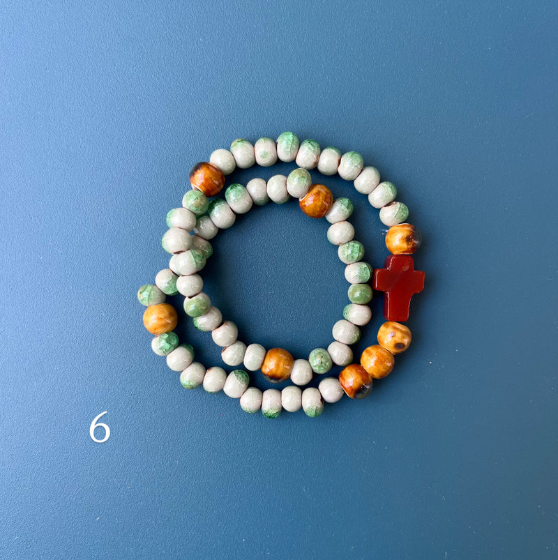 Pulsera Rosario Cerámica 2 vueltas hecho a mano