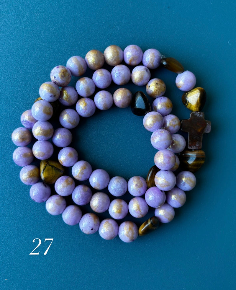 Rosario Collar 3 Vueltas Piedras Naturales hecho a mano