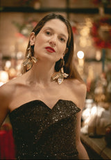 Pendientes flor dorada gigante