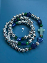 Rosario pulsera collar corazón plata