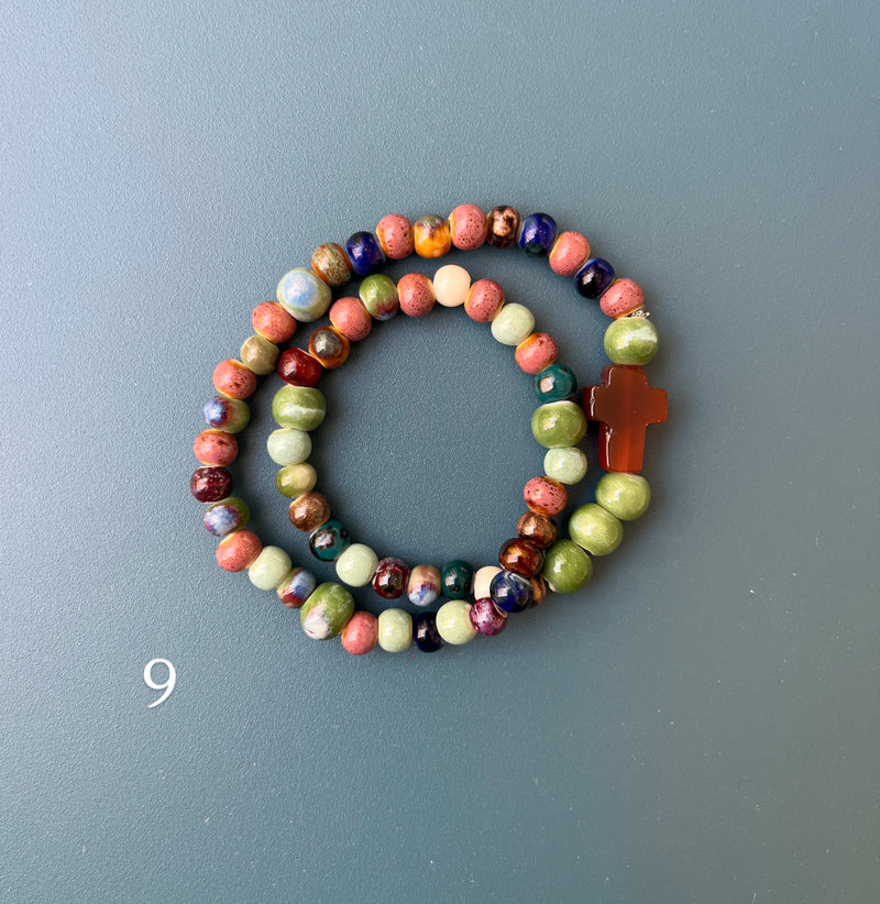 Pulsera Rosario Cerámica 2 vueltas hecho a mano
