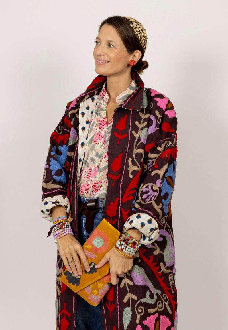 Bolso estampado terciopelo mostaza