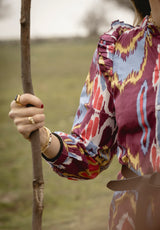 Vestido burdeos ikat