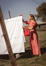 Bolso tela geométrico rojo