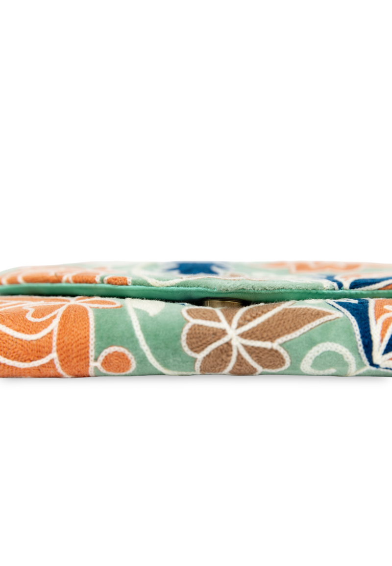 Bolso estampado terciopelo verde agua