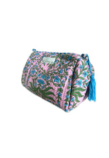 Neceser estampado rosa flores turquesa L