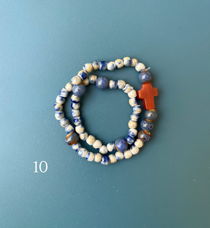 Pulsera Rosario Cerámica 2 vueltas hecho a mano