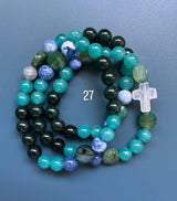 Rosario pulsera collar piedra plana