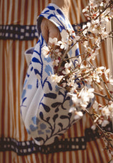 Bolso tela flores azul