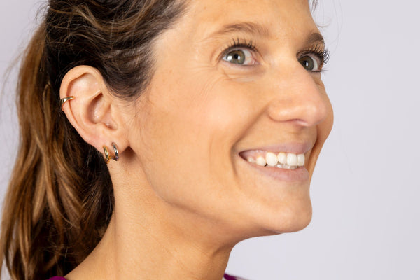 Aros dobles finos Dorado/Plata