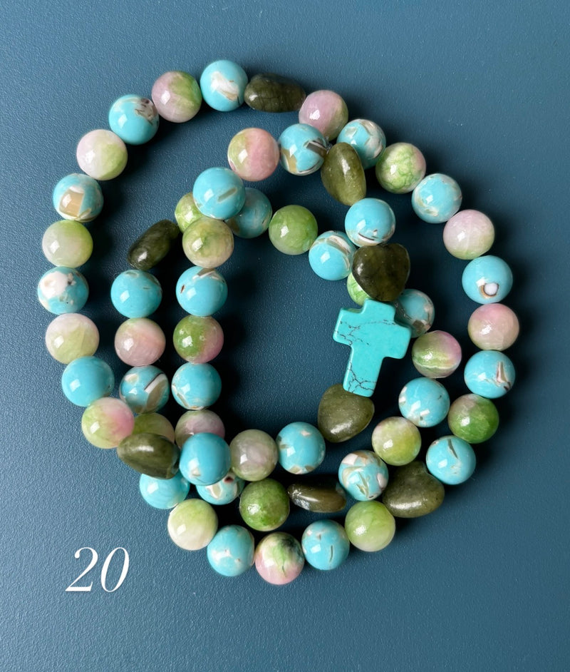 Rosario Collar 3 Vueltas Piedras Naturales hecho a mano