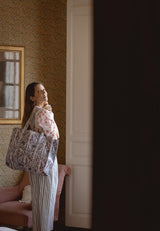 Bolso Tote Bag Flores Marino y Rosa