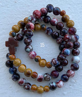Rosario Cerámica pulsera/collar 3 vueltas hecho a mano