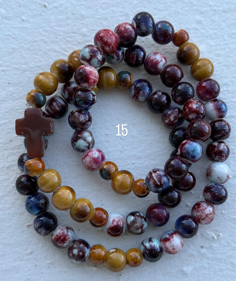 Rosario Cerámica pulsera/collar 3 vueltas hecho a mano