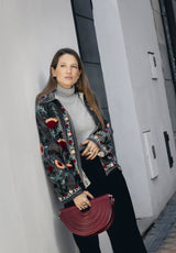 Bolso abanico granate