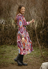 Vestido burdeos ikat