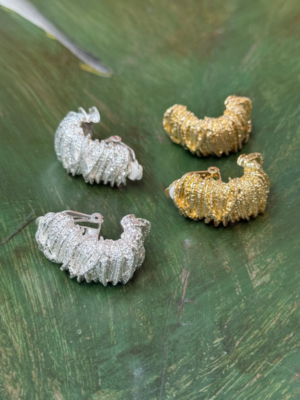 Pendientes aro estriado Clip
