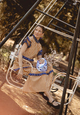 Bolso tela flores azul