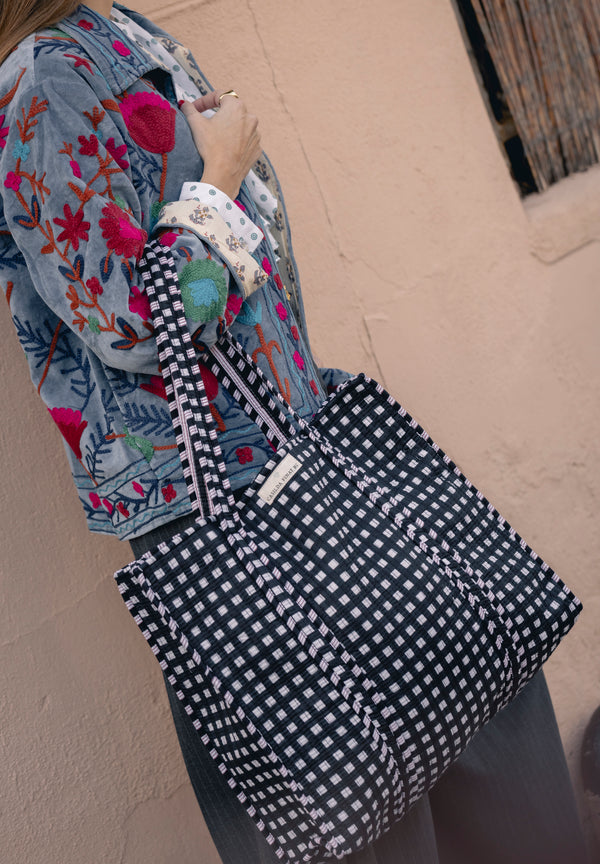 Bolso Tote Bag vichy negro