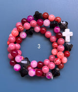 Rosario pulsera collar piedra plana