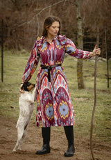 Vestido burdeos ikat