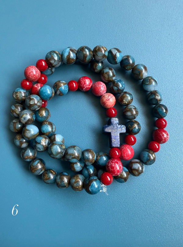 Rosario Collar 3 Vueltas Piedras Naturales hecho a mano