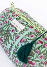 Neceser estampado menta flores rosas L