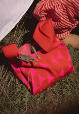 Bolso tela geométrico rojo