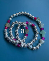 Rosario pulsera collar corazón plata