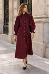 Vestido estampado granate