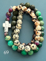 Rosario Collar 3 Vueltas Piedras Naturales hecho a mano