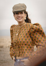 Chaqueta ocre flores