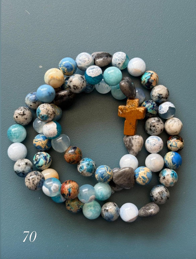 Rosario Collar 3 Vueltas Piedras Naturales hecho a mano