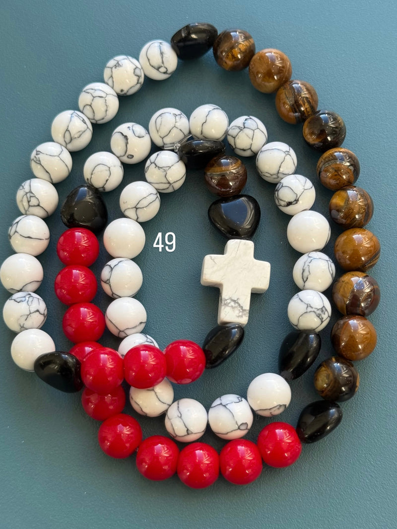 Rosario Collar 3 Vueltas Piedras Naturales hecho a mano