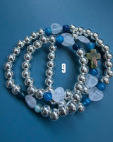 Rosario pulsera collar corazón plata