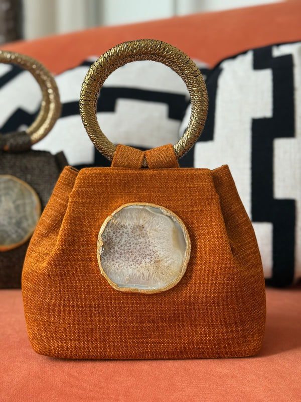 Bolso yute asa piedra bolso teja