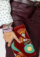 Bolso estampado terciopelo granate