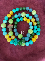 Rosario pulsera collar piedra redonda