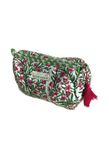 Neceser estampado blanco flores fucsia y verdes L