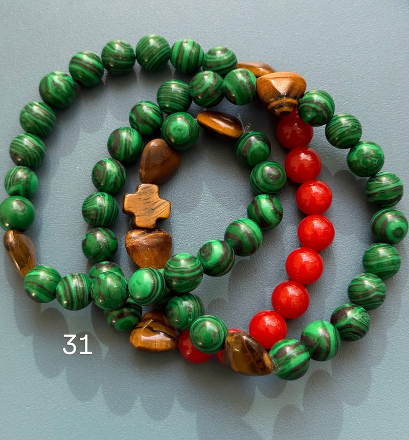 Rosario Collar 3 Vueltas Piedras Naturales hecho a mano