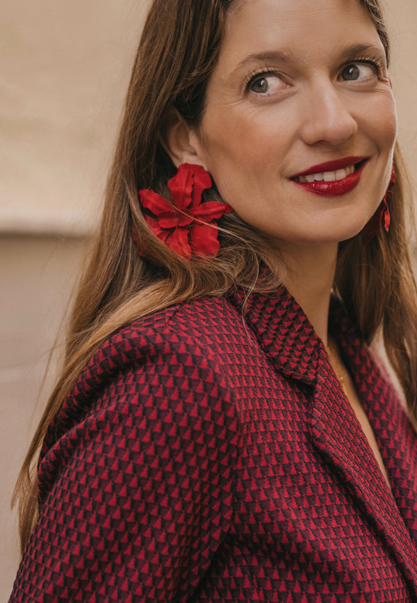 Pendientes flor XL rojo