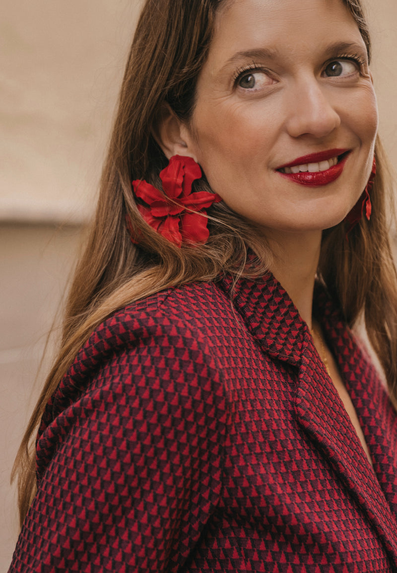 Pendientes flor XL rojo