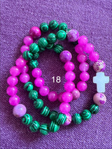 Rosario pulsera collar piedra redonda
