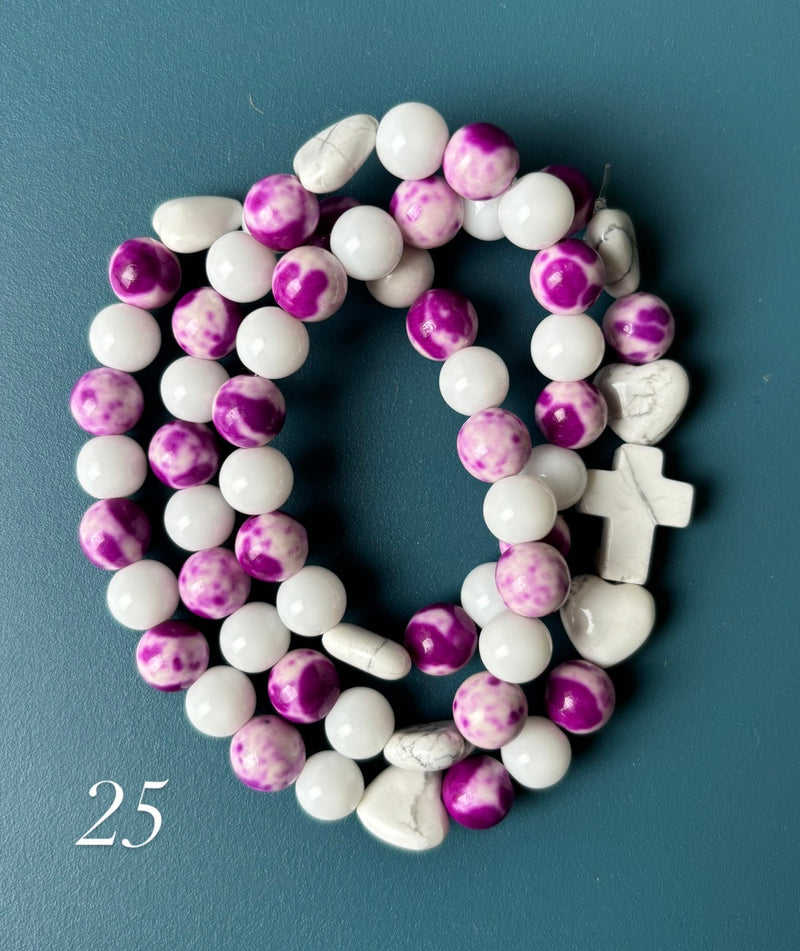 Rosario Collar 3 Vueltas Piedras Naturales hecho a mano