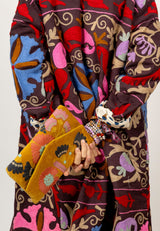 Bolso estampado terciopelo mostaza