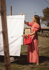 Bolso tela geométrico rojo