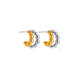 Aros Dobles Bolitas Dorado/Plata