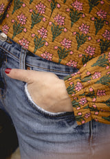 Chaqueta ocre flores